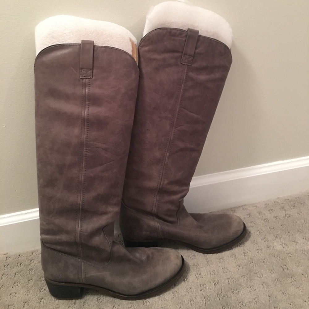 Lucky Brand gray leather knee /riding boots
